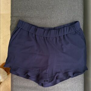 Maison Jules Navy Ruffle-Hem Shorts